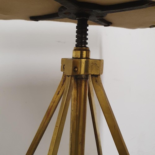 133 - A Victorian Aesthetic movement brass harp stool