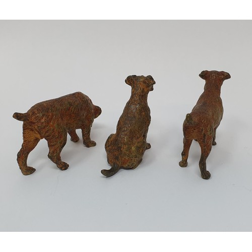 138 - A set of three Bergman style cold painted bronze terriers, the tallest 4 cm high (3)