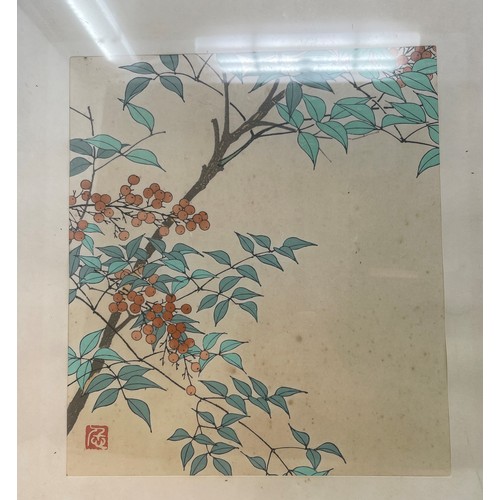 276 - A set of four Oriental prints, decorated foliage, 27 x 24 cm (4)