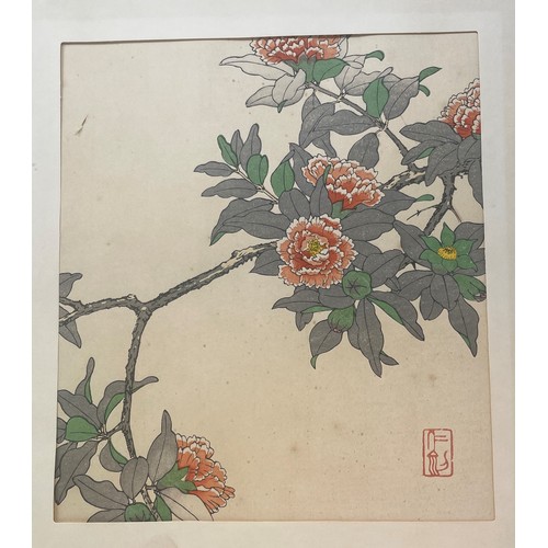 276 - A set of four Oriental prints, decorated foliage, 27 x 24 cm (4)