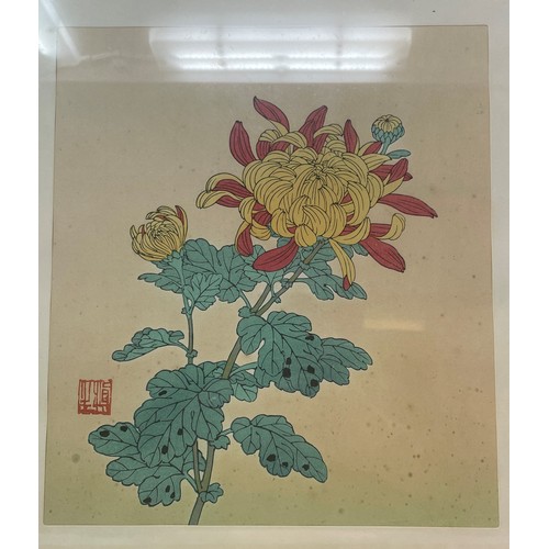 276 - A set of four Oriental prints, decorated foliage, 27 x 24 cm (4)