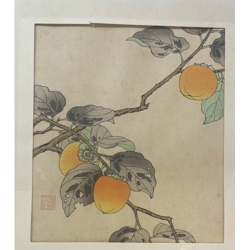 276 - A set of four Oriental prints, decorated foliage, 27 x 24 cm (4)