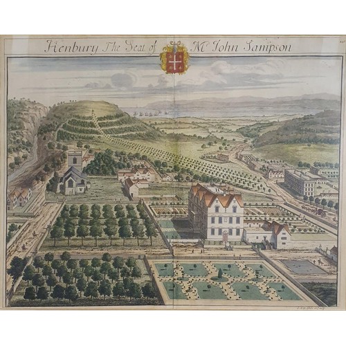 236 - A set of 18th/19th century French prints of country houses and gardens, 36 x 44 cm (4)