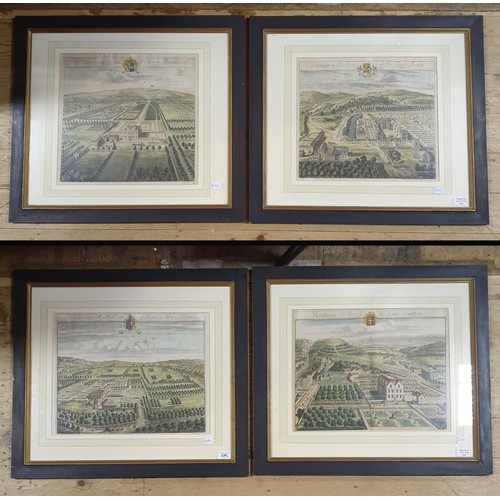 236 - A set of 18th/19th century French prints of country houses and gardens, 36 x 44 cm (4)