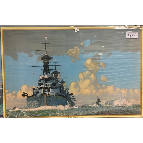 242 - C Stanton, Ark Royal and Hermes, oil on board, signed and dated '71, 49.5 x 59 cm, two coloured prin... 