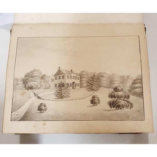 426 - An early 19th century scrapbook, with various watercolour, pencil drawing and other illustrations