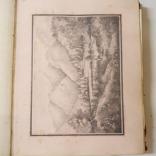 426 - An early 19th century scrapbook, with various watercolour, pencil drawing and other illustrations