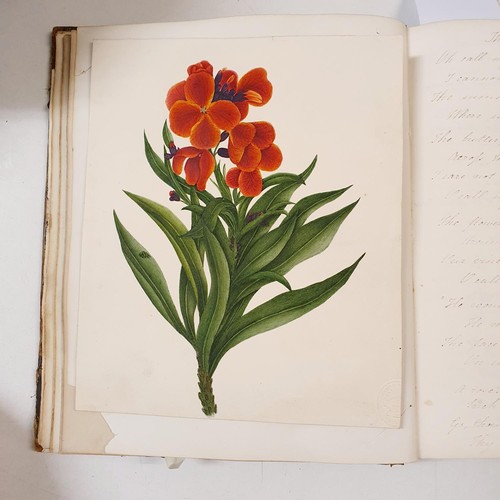 426 - An early 19th century scrapbook, with various watercolour, pencil drawing and other illustrations