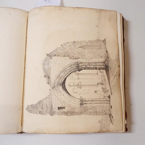 426 - An early 19th century scrapbook, with various watercolour, pencil drawing and other illustrations