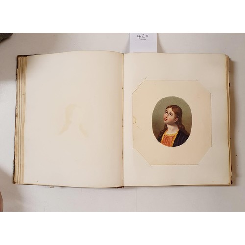 426 - An early 19th century scrapbook, with various watercolour, pencil drawing and other illustrations