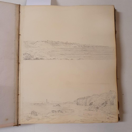 426 - An early 19th century scrapbook, with various watercolour, pencil drawing and other illustrations