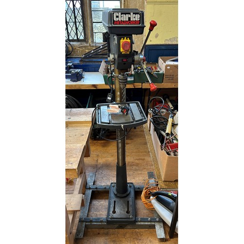 521 - A Clarke Metalworker pillar drill, model CDP451F, on a stand with a swivel/tilt table Note: From a d... 