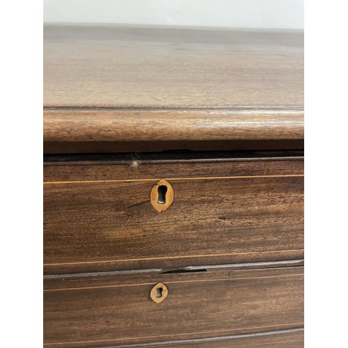 961A - A 19th century mahogany chest, of three short and three long drawers, 114 cm wide