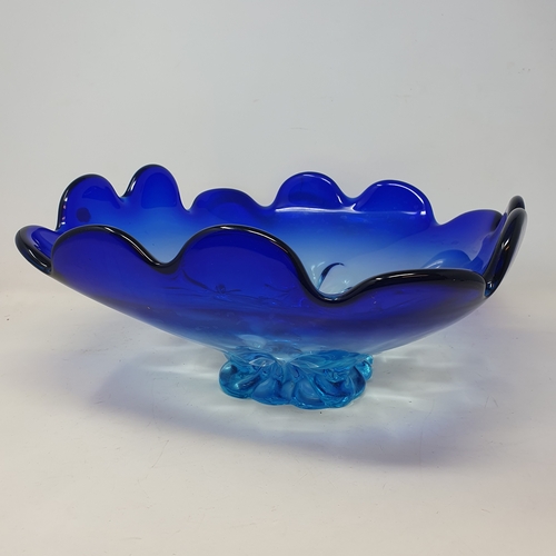 130A - A Murano blue glass bowl, 34 cm diameter