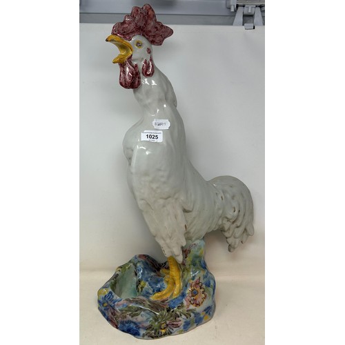 515 - A large Italian majolica figure of a cockerel, 60 cm high