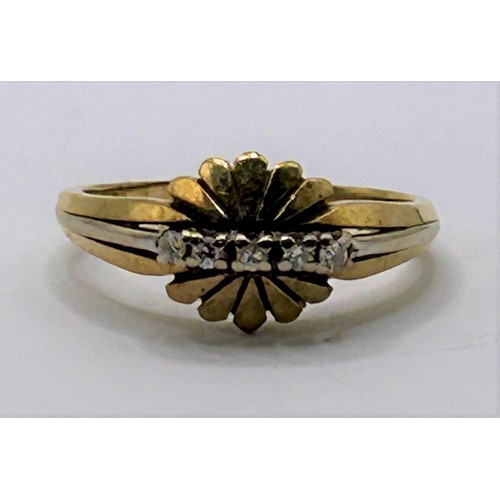 54 - A yellow coloured metal and diamond ring, ring size L...