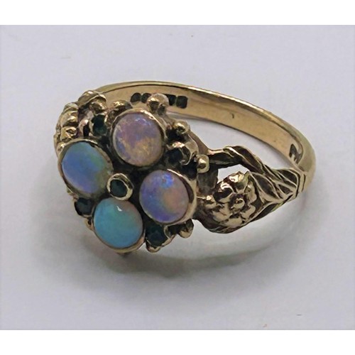 56 - A 9ct gold and opal ring, ring size N...