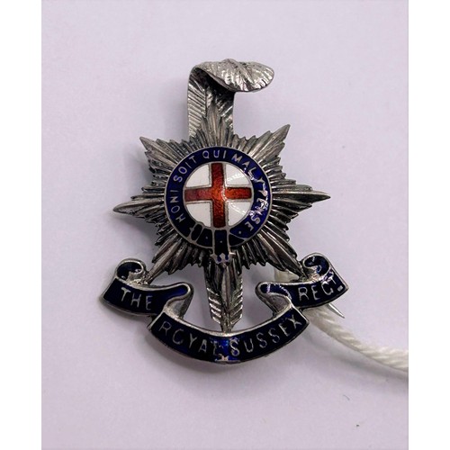 57 - A military sweetheart brooch, for the Royal Sussex Regiment...