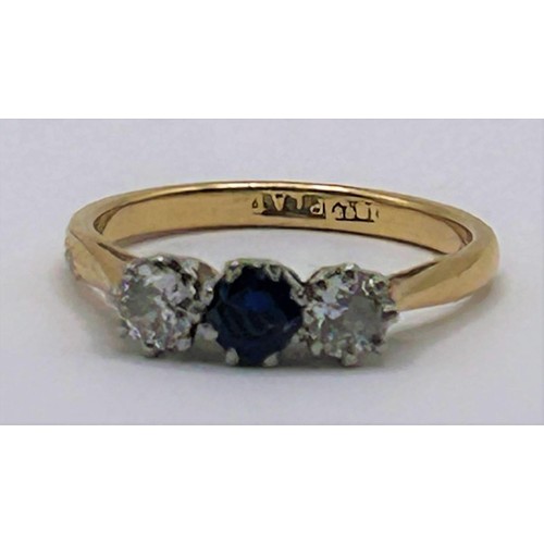 80 - An 18ct gold, sapphire and diamond ring, ring size L