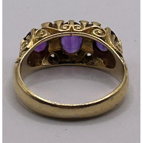 136 - An 18ct gold and amethyst ring, ring size M