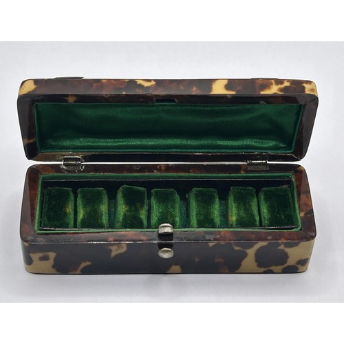 197 - A Victorian tortoiseshell and silver mounted ring box, Chester 1878, 11 cm wide