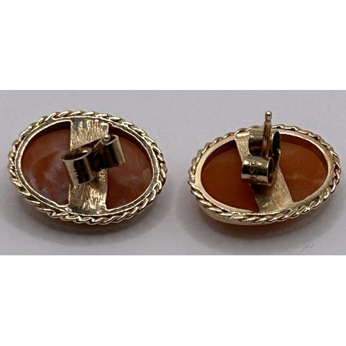 95 - A pair of 9ct gold and cameo stud earrings