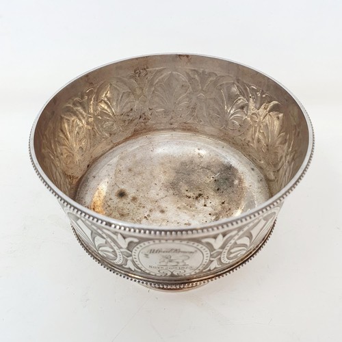 304 - A Victorian silver pedestal sugar bowl, engraved and dated 1873, Sheffield 1870, 4.7 ozt