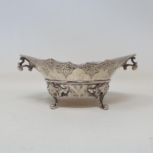 305 - A Victorian silver sugar bowl, of oval form, London 1879, 4.3 ozt