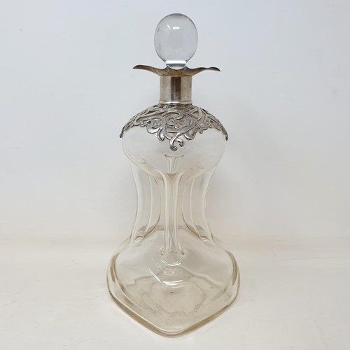 306 - An Edward VII glass and silver mounted decanter, Birmingham 1903, 29 cm high