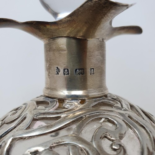 306 - An Edward VII glass and silver mounted decanter, Birmingham 1903, 29 cm high