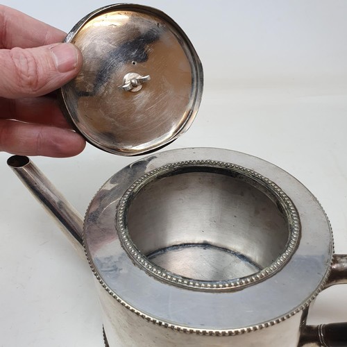 310 - A 19th century silver plated teapot, with a bird finial and an unusual set of dummy hallmarks