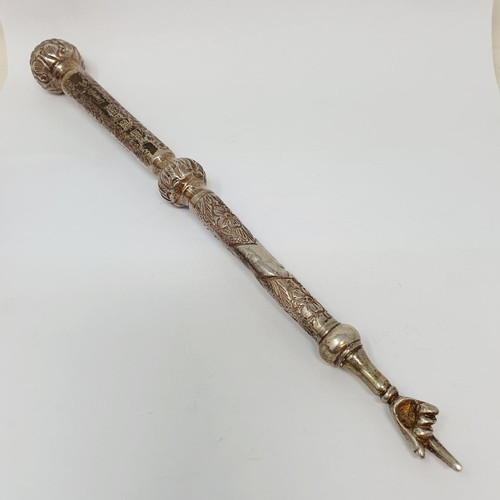 329 - A George V silver torah pointer, London 1911, 32 cm long