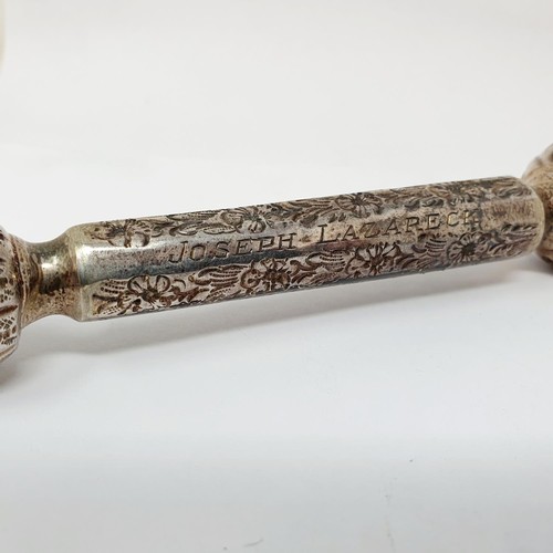 329 - A George V silver torah pointer, London 1911, 32 cm long