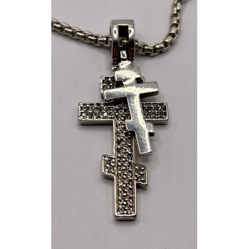 42 - A Links of London silver double cross pendant, on a chain...