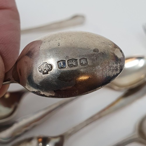 308 - A George III silver fiddle pattern teaspoon, a vesta, a pill box, a vesta and assorted flatware, var... 