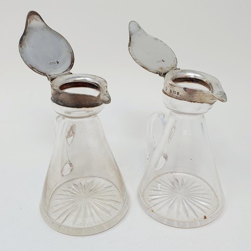 383 - A pair of Edward VII glass and silver mounted whisky noggins, Birmingham 1905 (2)