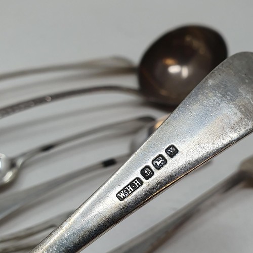 368 - A silver Old English pattern ladle, and assorted flatwares, various dates and marks, 11.2 ozt