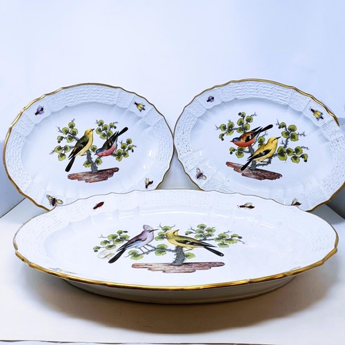 500 - An extensive Meissen Augustus Rex Ornithological dinner service, decorated exotic birds, insects and... 