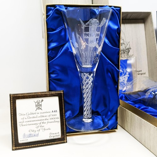 511 - A Stuart Crystal limited edition goblet, commemorating The Queen Mother's 80th Birthday, cased, and ... 