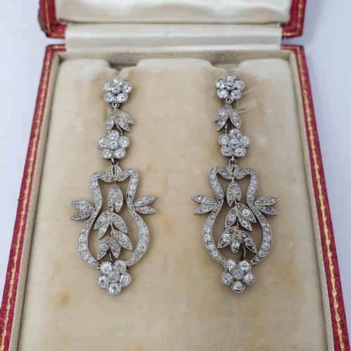 198 - ***Withdrawn*** A pair of late 19th/early 20th century diamond chandelier earrings, in a Hancocks & ... 