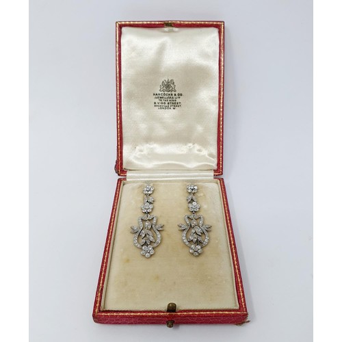 198 - ***Withdrawn*** A pair of late 19th/early 20th century diamond chandelier earrings, in a Hancocks & ... 