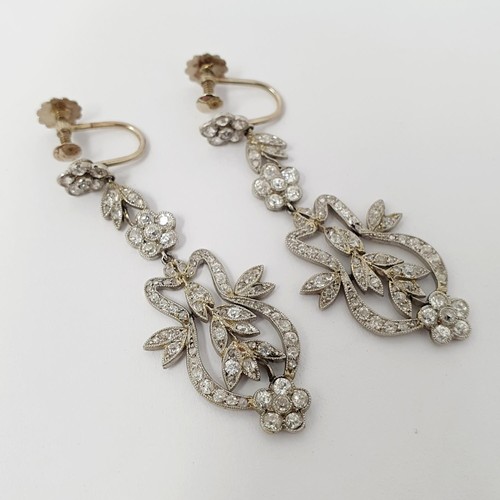 198 - ***Withdrawn*** A pair of late 19th/early 20th century diamond chandelier earrings, in a Hancocks & ... 