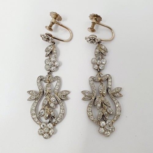 198 - ***Withdrawn*** A pair of late 19th/early 20th century diamond chandelier earrings, in a Hancocks & ... 