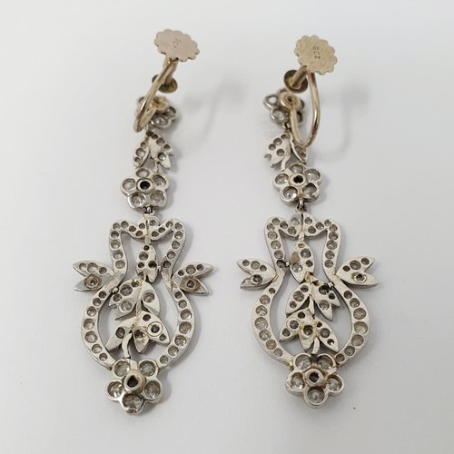 198 - ***Withdrawn*** A pair of late 19th/early 20th century diamond chandelier earrings, in a Hancocks & ... 