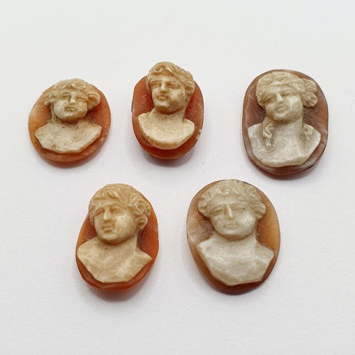 163 - A cameo, decorated classical portrait, 12 x 10 mm, and four others (5)

Provenance: From a local dec... 