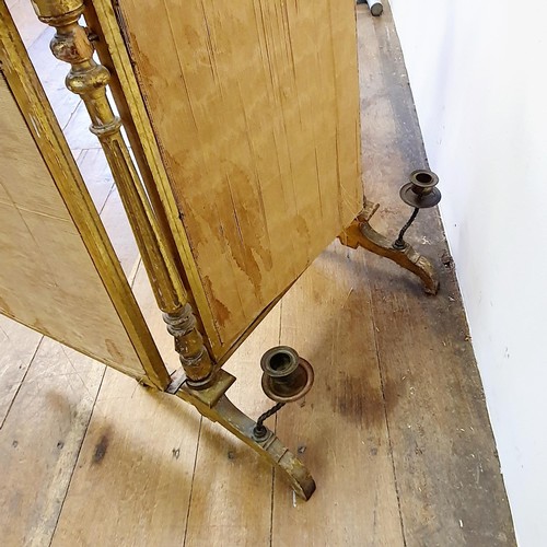 946 - An early 20th century gilt wood and gesso triptych mirror, and a pedestal (2)