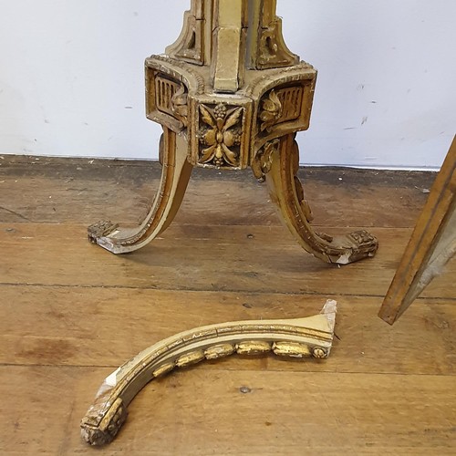 946 - An early 20th century gilt wood and gesso triptych mirror, and a pedestal (2)