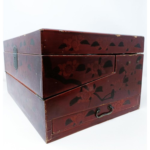 501 - A late 19th/early 20th century Japanese lacquered writing box, 40 cm wide