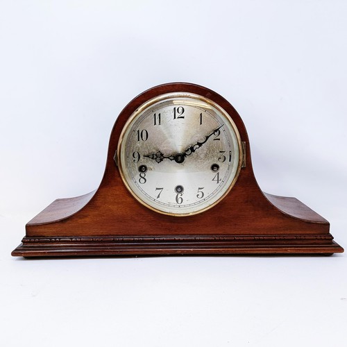 561 - A mantel clock, in a mahogany case, 34 cm high, and another (2)