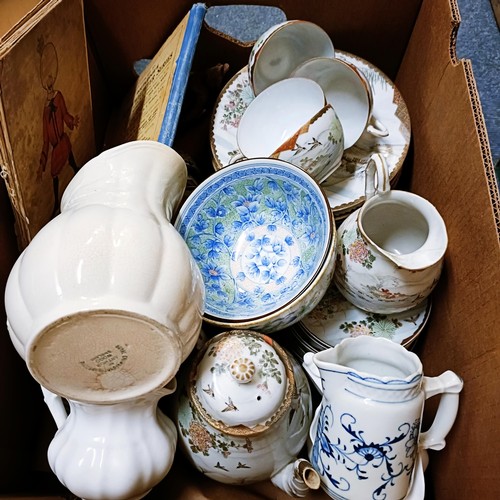 583 - A Japanese egg shell tea set, and assorted other ceramics (2 boxes)